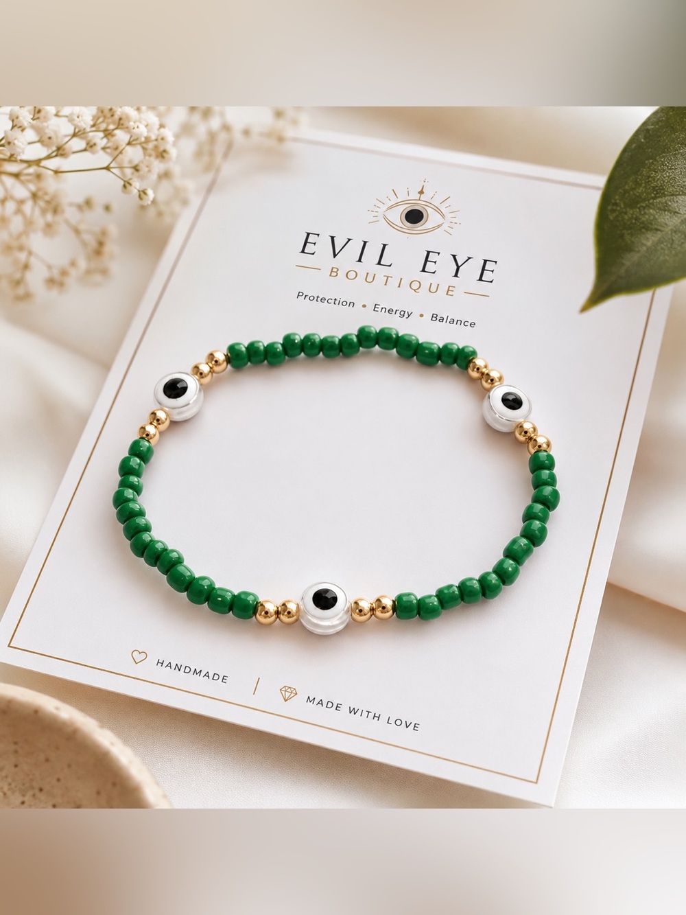 Green Beaded Protection Bracelet #46